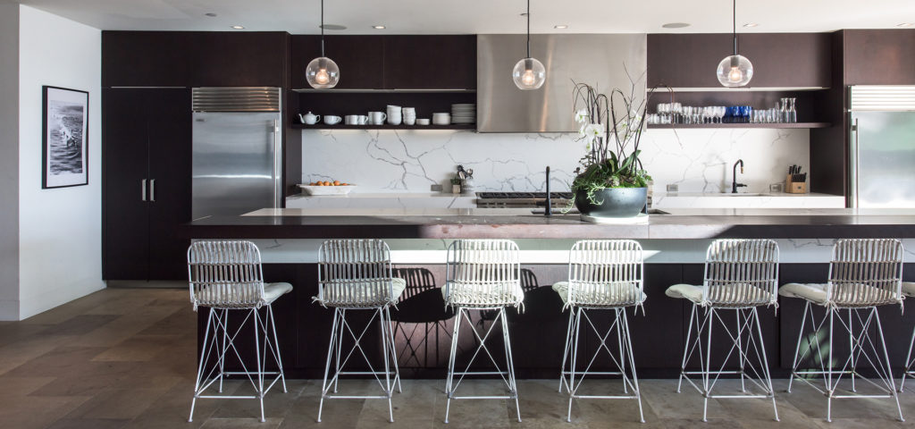 A large slab lines the wall and serves as a backsplash