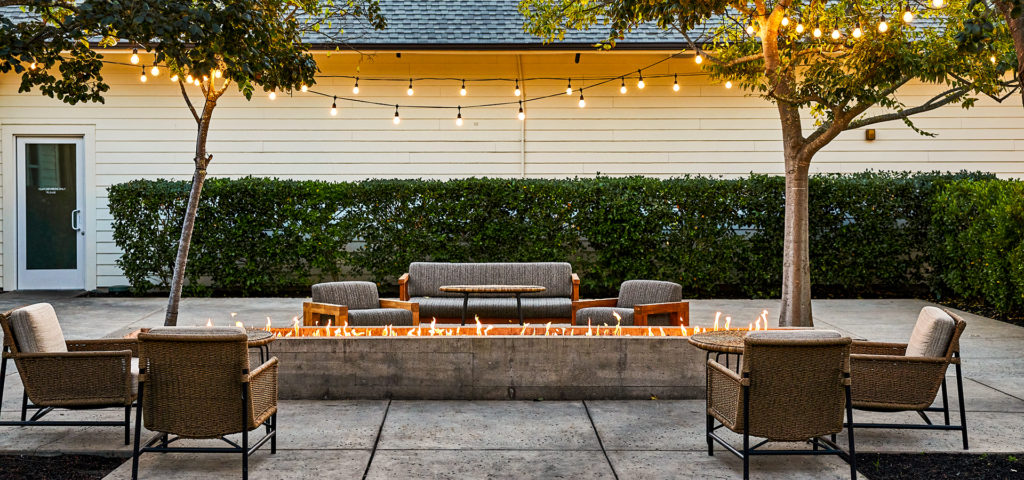 A firepit and seating area at Solage, Auberge Resorts Collection