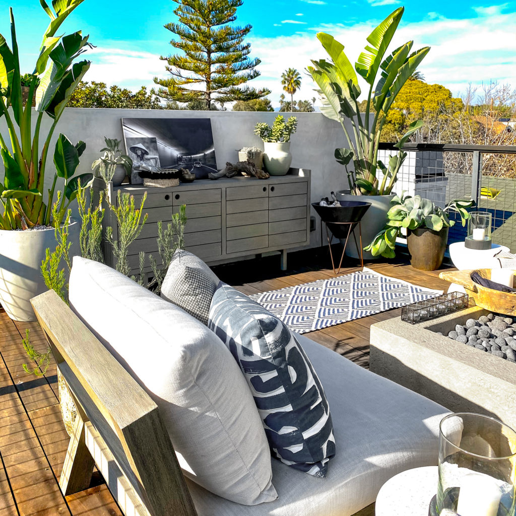 An outdoor rooftop designed by Nancy Russert in Venice Beach