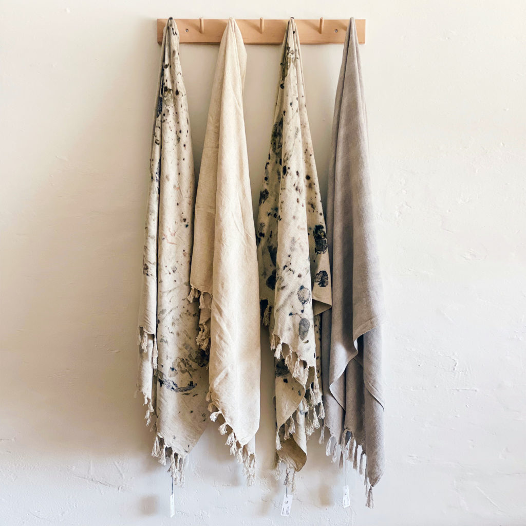 Plant-dyed linen throws
