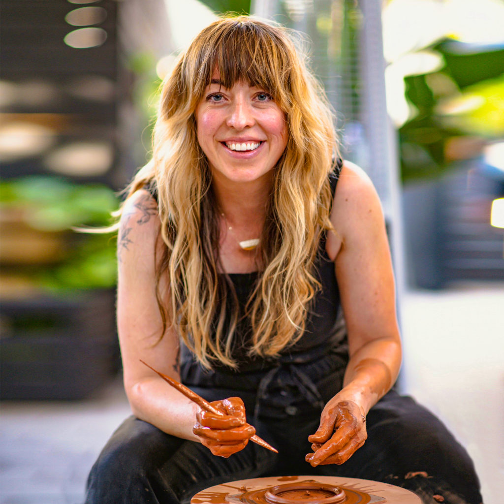 Ceramicist Erin Hupp at work