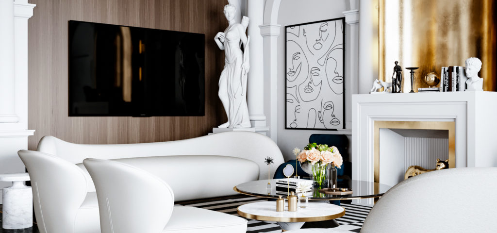 Contemporary-meets-Parisian modern in this elegant living room.